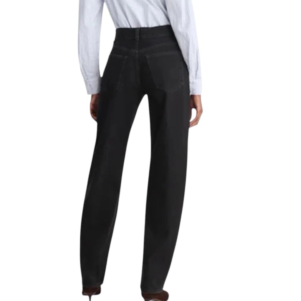 NWT Madewell The Balloon Jeans Black Size 24 Wide Leg Barrel 100% Cotton - Picture 3 of 11